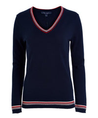 Tommy Hilfiger Sky Captain Geometric-Trim V-Neck Sweater