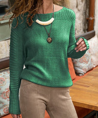 CCK Style Mint Dolman-Sleeve Wool-Blend Boatneck Sweater