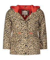 Jessica Simpson Collection Beige Leopard Front-Pocket Stadium Hooded Coat