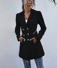 Coeur de Vague Black Puff-Sleeve Trench Coat