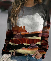 Knoeasy Desert Landscape Long Sleeve Tee - Charcoal & Rust