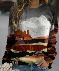Knoeasy Desert Landscape Long Sleeve Tee - Charcoal & Rust