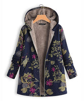 E-RÃtro Navy & Pink Floral Zip-Up Hoodie Jacket