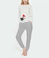 PixieLady White Dog Sweatshirt & Black Stripe Joggers