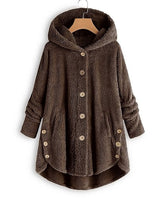 NXH Brown Pocket Plush Hooded Button-Up Coat