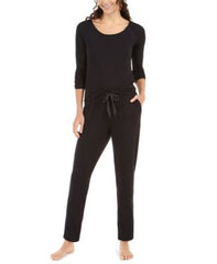 Josie Bardot Embroidered Lace Pajama Black