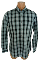 ALFANI Men Green Marble Plaid Slim Fit Shirt L