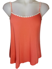 Salmon/White Sleeveless Blouse