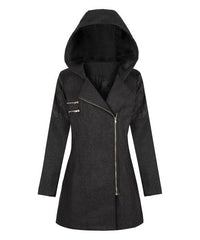 CELLABIE Black Hooded Asymmetrical-Zip Jacket