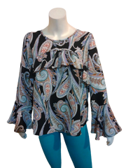 Black/Red Spease Paisley Blouse