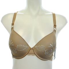 INC International Concepts Embroidered Lace-Back Push-Up Bra Taupe Dream