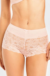 Sofra Ladies Cotton Lace Hipster Panty LP1337CH10 Pink