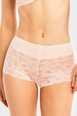 Sofra Ladies Cotton Lace Hipster Panty LP1337CH10 Pink