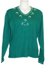 Green Beaded Sweater
