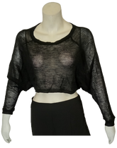Leshop Black Long Sleeve Loose Crop Sweater
