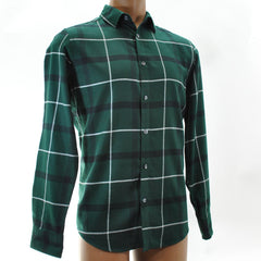 Alfani Dense Green Brushed Plaid Shirt Small