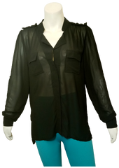 Taska black sheer designer blouse