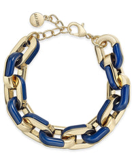 Alfani Women Gold-Tone and Blue Acrylic Large Link Bracelet