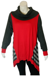 Style & Co. Red/Gray Striped Pattern Sweater