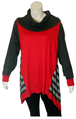 Style & Co. Red/Gray Striped Pattern Sweater