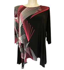 Alfani Printed Handkerchief-Hem Blouse in String Theory - size 2X 