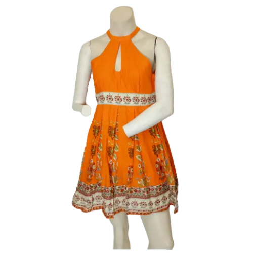 Minuet Women’s Orange/Brown Floral Pattern Dress, Size Large