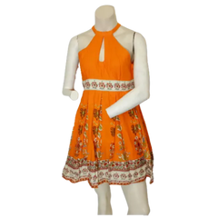 Minuet Women’s Orange/Brown Floral Pattern Dress, Size Large