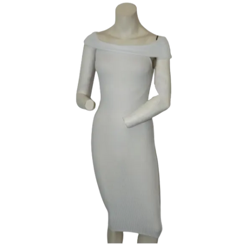 Love Chesley Women’s White Off the Shoulder Dress, Size Medium
