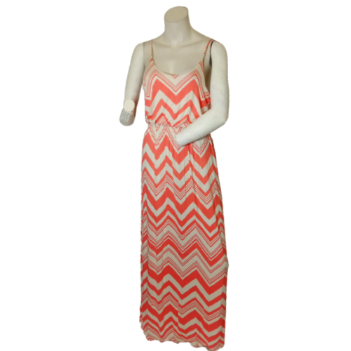 Love In Orange/Cream Zigzag Striped Women's Dress - Medium