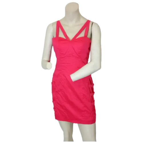 Minuet Women’s Pink Triangle Straps Layer Dress, Size Medium