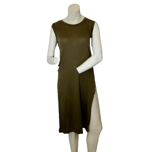 Vizio USA Women’s Olive Sleeveless Dress with Side Slit