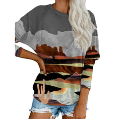 Knoeasy Desert Landscape Long Sleeve Tee - Charcoal & Rust