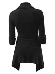 CELLABIE Black Cable-Knit Clasp-Front Sidetail Cardigan