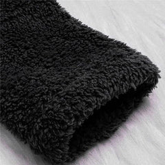 Baisico Black Side-Pocket Plush Hooded Button-Up Coat