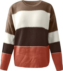 C & MarDay Khaki & Orange Color-Block Boatneck Sweater