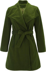 La Mode Green Shawl-Collar Belted Coat