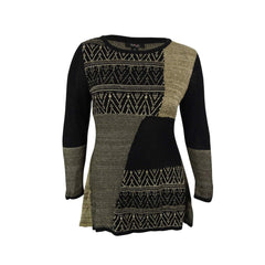Style & Co. Black/Tan Squares Sweater