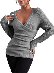 CELLABIE Gray Surplice Sweater