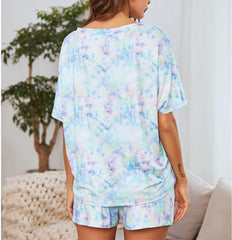 Finejo Purple & Blue Tie-Dye Pajama Set