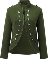 Suvimuga Army Green Button-Accent Blazer
