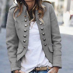 Suvimuga Gray Button-Accent Blazer