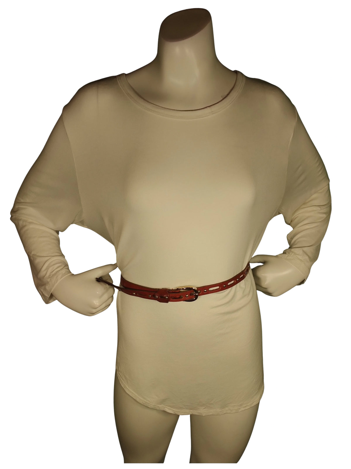 Diva General Golden Brown Pleather Metal Stud Belt with Buckle – Stylish & Adjustable (.5" x 40")