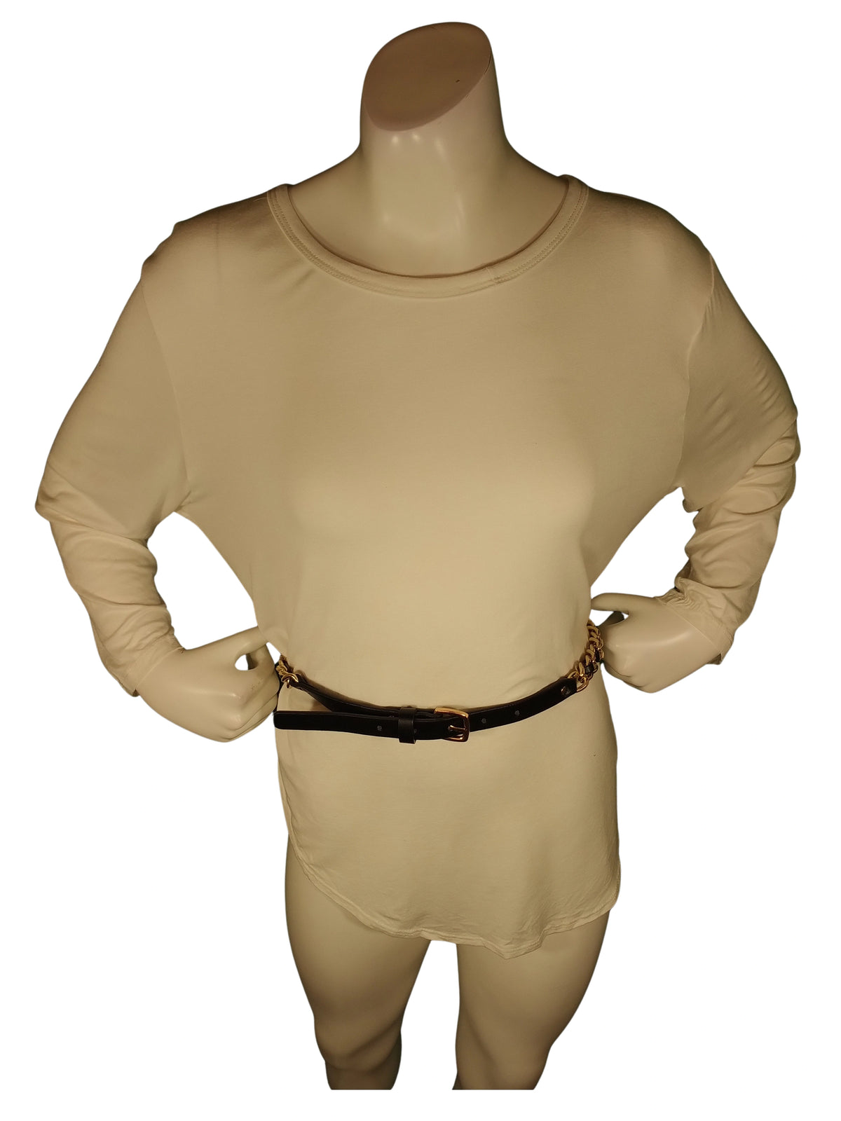 Diva General Black & Gold Pleather Chain Belt with Buckle – Chic & Adjustable (5/8" x 39")