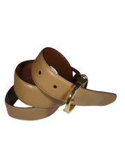 Lauren Ralph Lauren Golden Brown Leather Belt  Premium Genuine Leather Belt with Buckle – 1.25"x32.25"