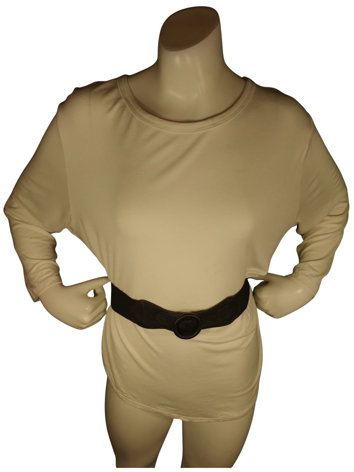 Diva General Black Stretchy Belt  1.5"x25" Pleather & Webbing Waist Belt with Classic Buckle