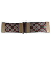 Diva General Hearts Belt 2.75"x27.5" Stretchy Pleather & Webbing Waist Belt with Hook & Eye Closure