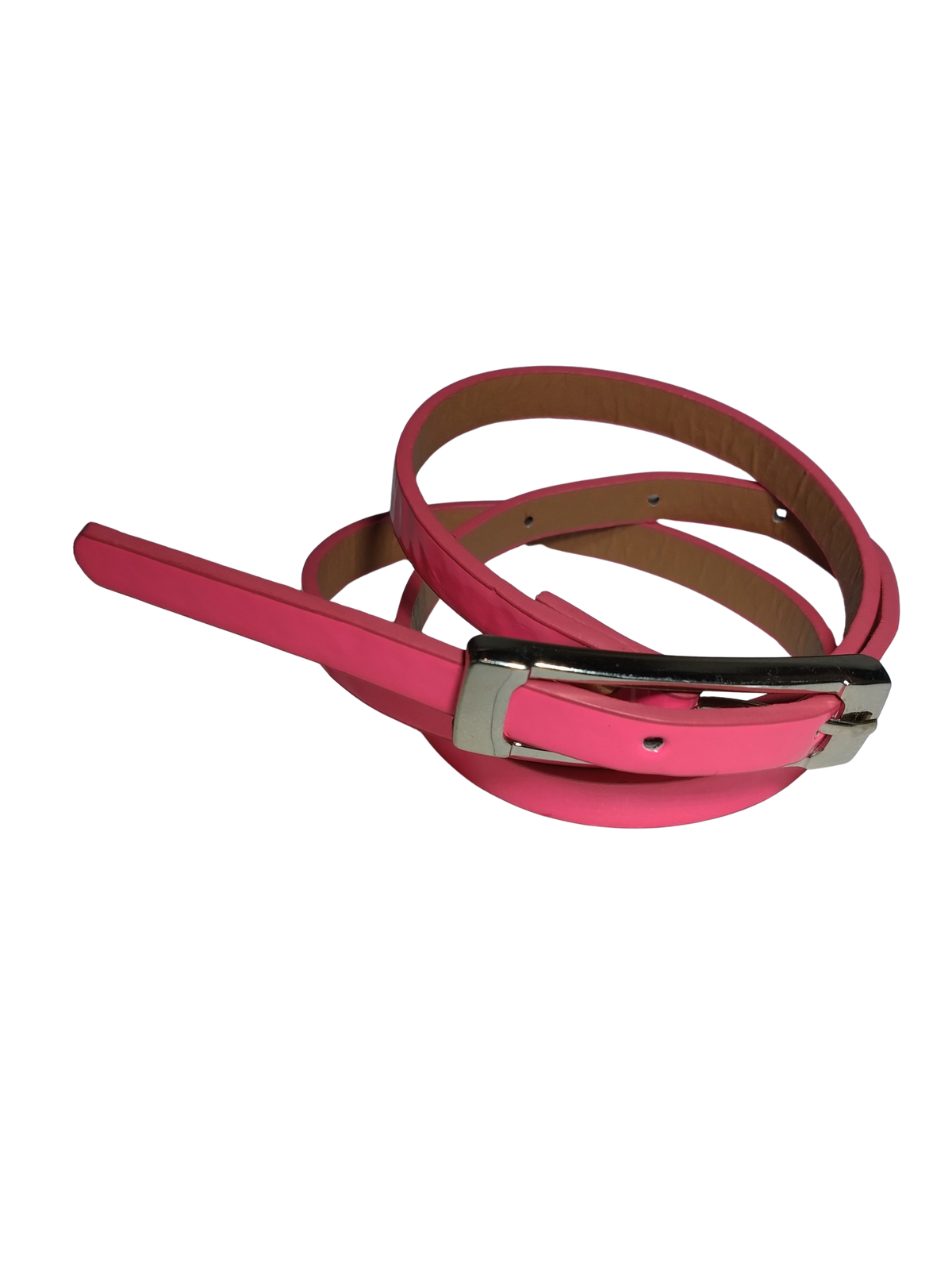 Diva General Pink Pleather Belt 3/8"x29.25" Slim Waist Belt with Classic Buckle