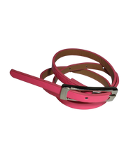 Diva General Pink Pleather Belt 3/8"x29.25" Slim Waist Belt with Classic Buckle