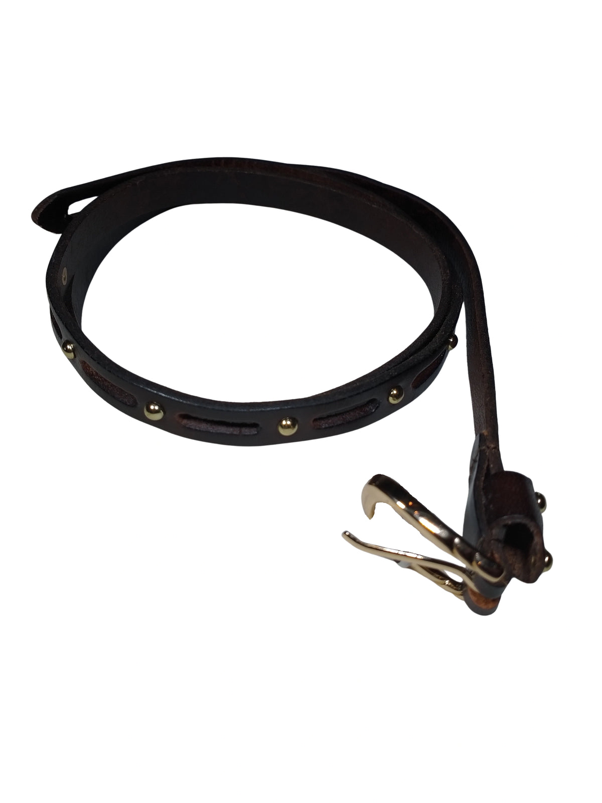 Diva General Brown Pleather Metal Stud Belt .5"x40.25" Stylish Waist Belt with Classic Buckle