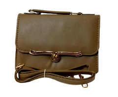 Elegant Diva Tan Purse Heart Buckle Design Stylish Handbag with Removable Strap